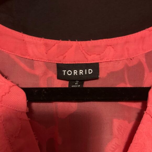 Torrid women’s 2 chiffon blouse coral pink spring - Picture 6 of 10